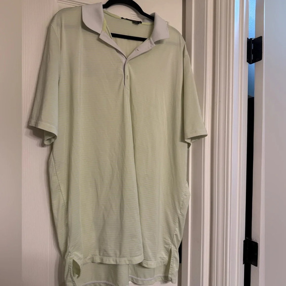 POLO RLX RALPH LAUREN Shirt Men SZ XxL Golf Striped Cream Lime Green - Picture 4 of 6